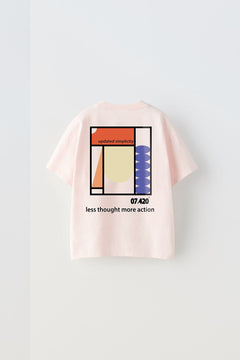 Updated Simplicity Yazılı Desen Tasarım Baskılı Pembe Çocuk T-Shirt