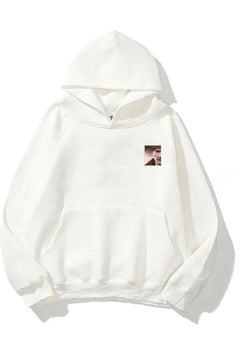 Kapüşonlu İçi Polar Mustafa Kemal Atatürk Baskılı Beyaz Unisex Hoodie Sweatshirt