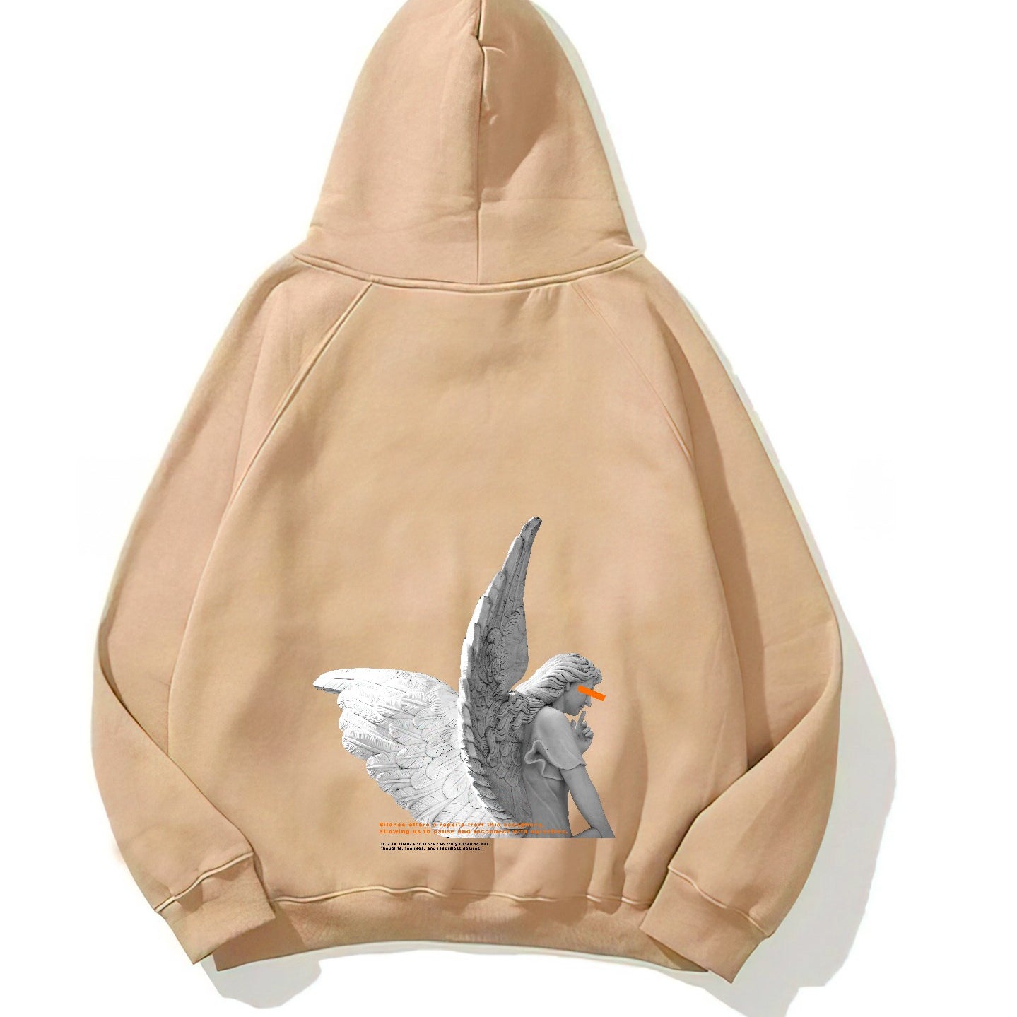 Kapüşonlu İçi Polar Art Work Heykel Baskılı Bej Unisex Hoodie Sweatshirt