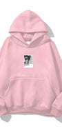 Kapüşonlu İçi Polar David Baskılı Pembe Unisex Oversize Hoodie Sweatshirt