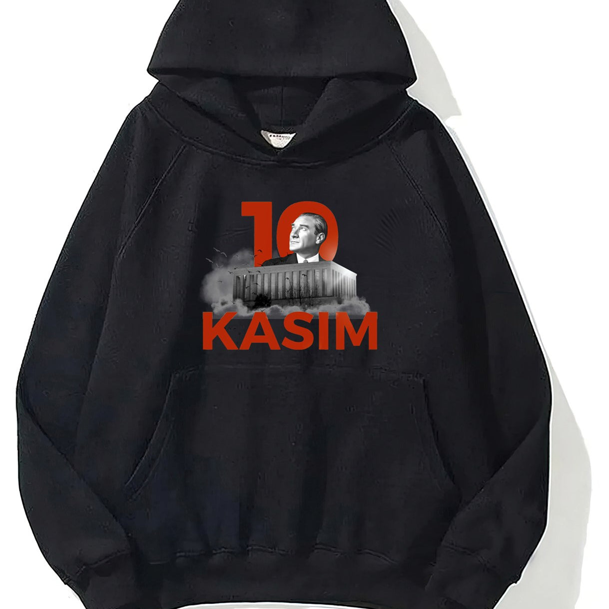 Kapüşonlu İçi Polar Kemal Atatürk 10 Kasım Baskılı Siyah Unisex Hoodie Sweatshirt