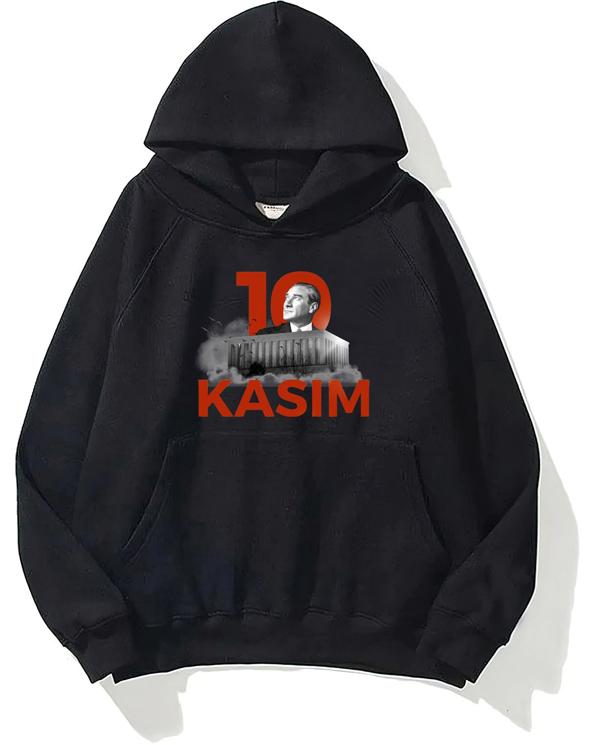 Kapüşonlu İçi Polar Kemal Atatürk 10 Kasım Baskılı Siyah Unisex Hoodie Sweatshirt
