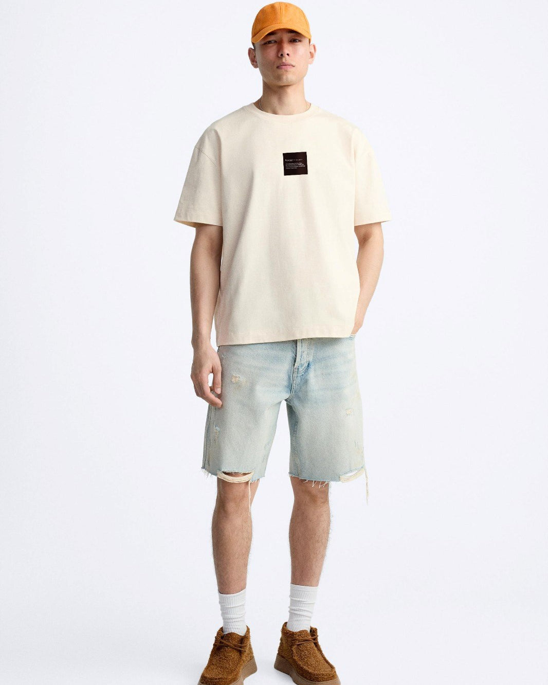 Bisiklet Yaka Syzygy Yazılı Oversize Ekru Erkek T-shirt