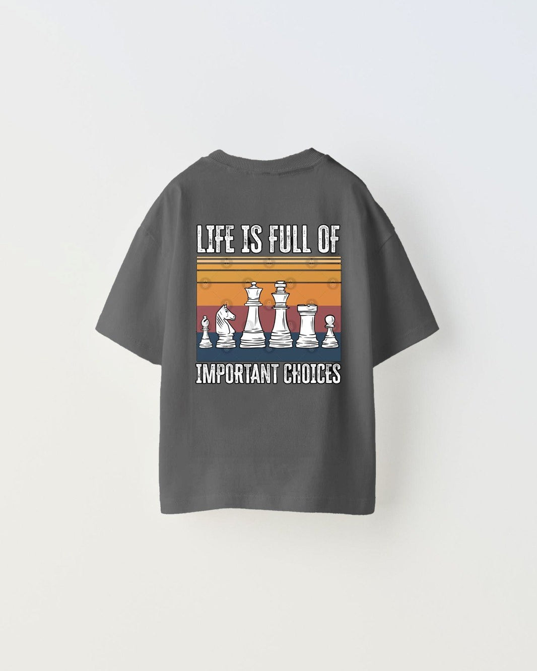 Life is Full Of Important Choices Yazılı Satranç Tasarım Baskılı Füme Çocuk T-Shirt