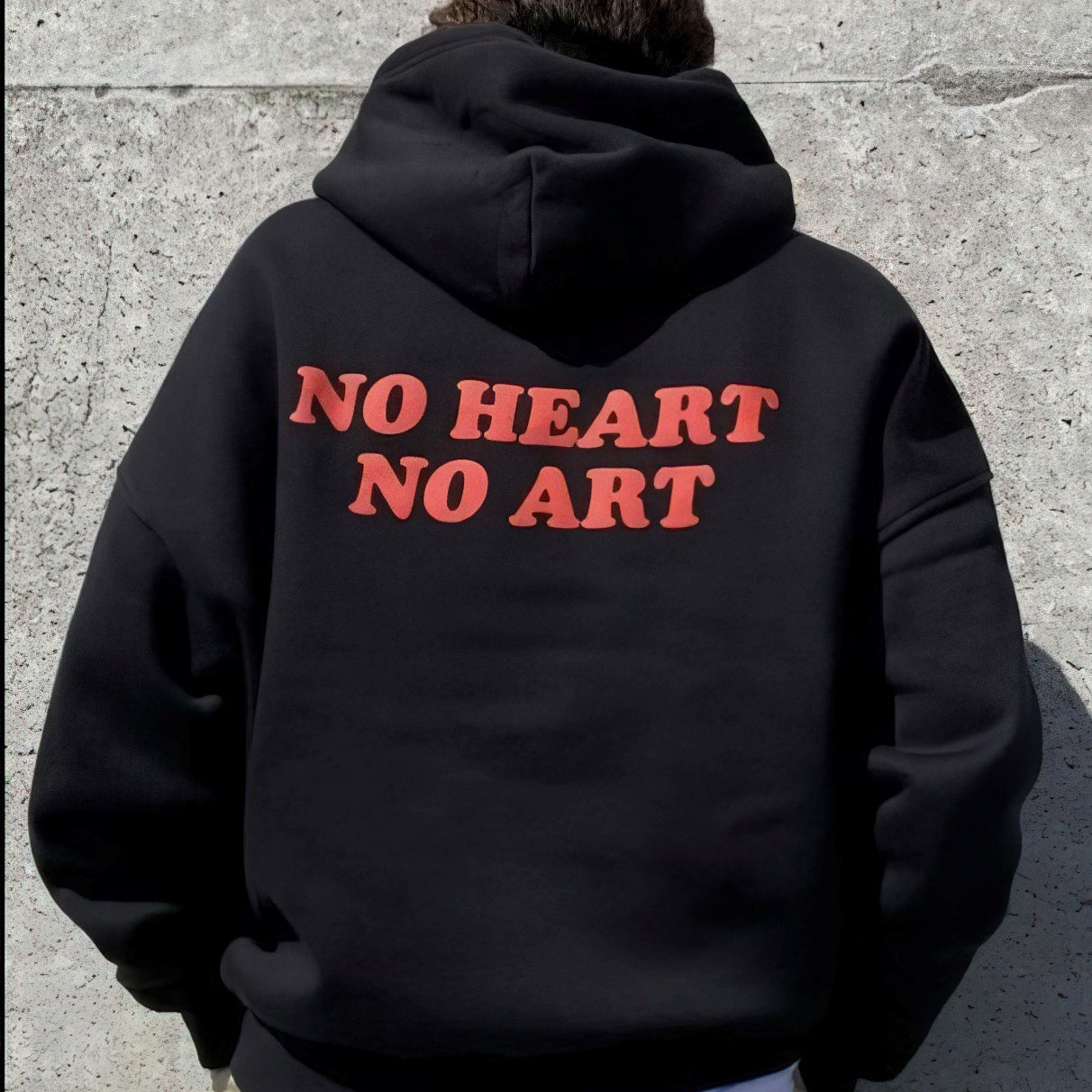 Kapüşonlu İçi Polar No Heart No Art Baskılı Siyah Unisex Hoodie Sweatshirt