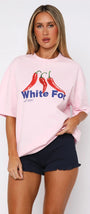 White Fox Pembe Kadın In The Hot Seat Yazılı Bisiklet Yaka T-shirt