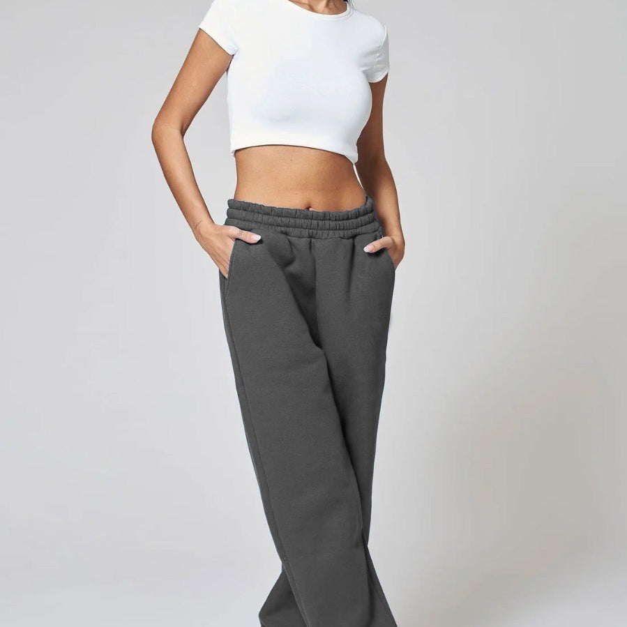 Beli Lastikli Boru Paça 3 İplik Füme Eşofman Altı