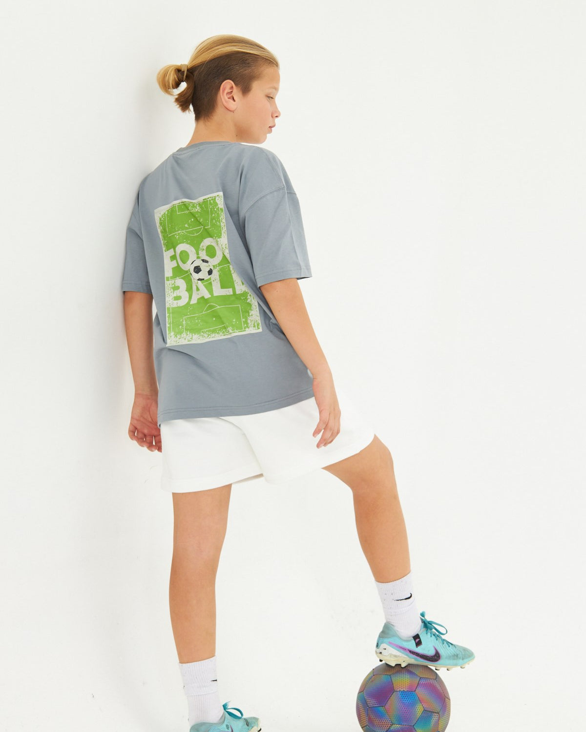 Believe Yazılı Futbol Tasarım Baskılı Füme Çocuk T-shirt