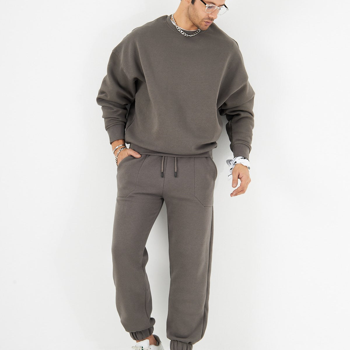 Bisiklet Yaka Basic 3 iplik Şardonlu Oversize Sweatshirt