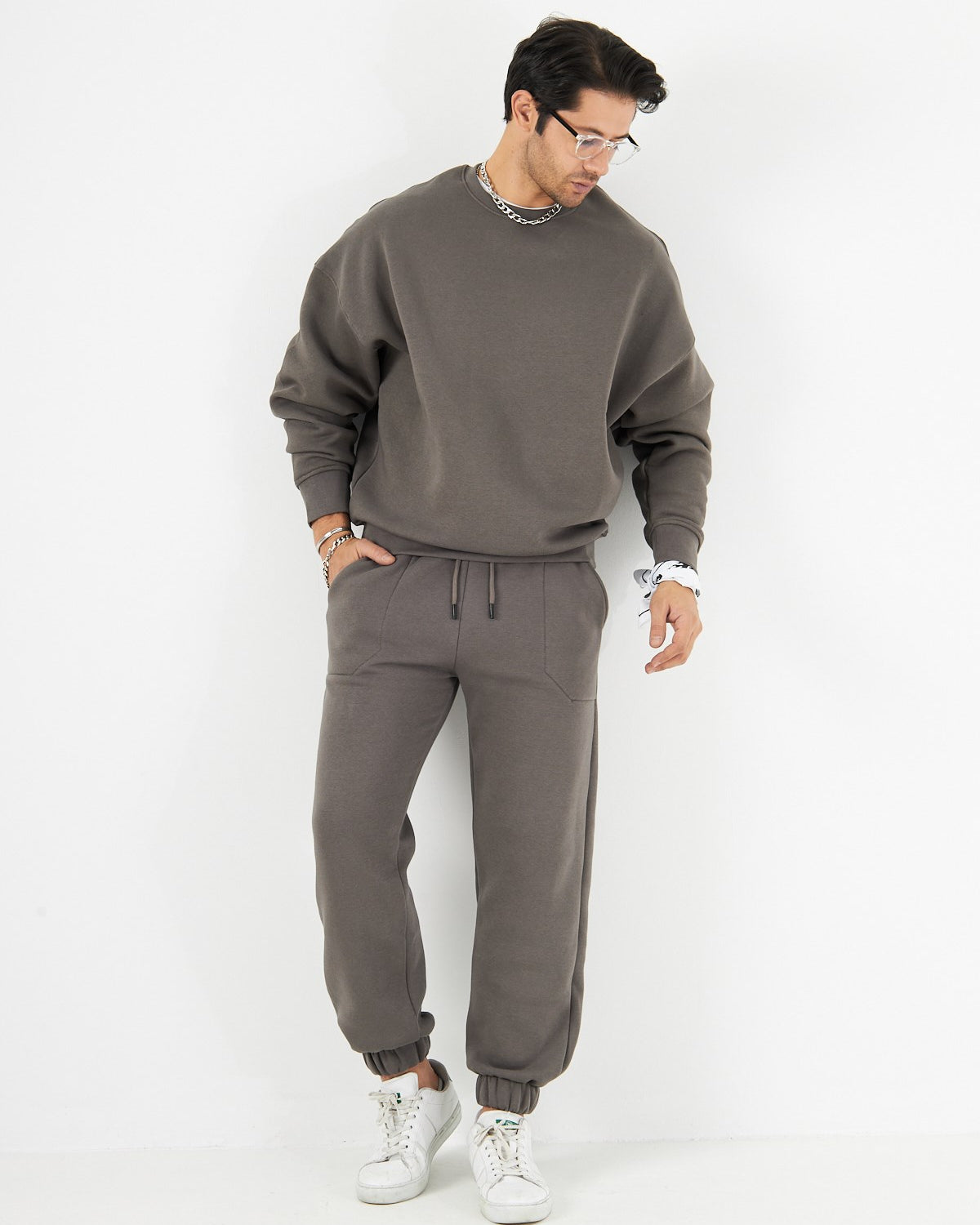 Bisiklet Yaka Basic 3 iplik Şardonlu Oversize Sweatshirt