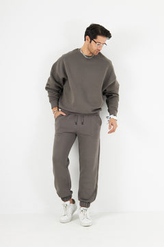 Erkek Bisiklet Yaka Basic 3 iplik Şardonlu Oversize Sweatshirt