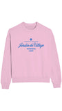 Pembe Bisiklet Yaka İçi Polar Jardin Du Village Yazı Baskılı Oversize Sweatshirt