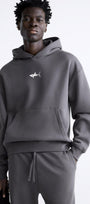 Kapüşonlu İçi Polar Shark Baskılı Füme Oversize Hoodie Sweatshirt