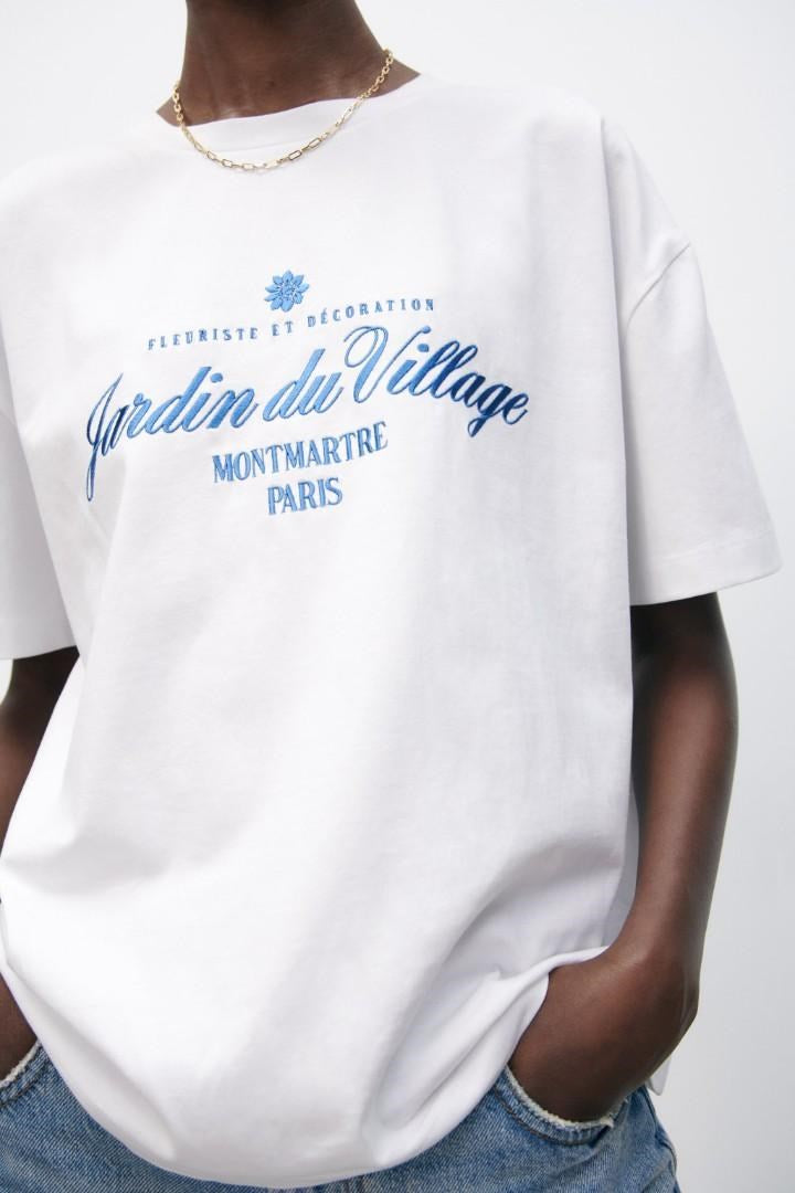 Montmartre Paris Yazılı Kadın Beyaz T-Shirt