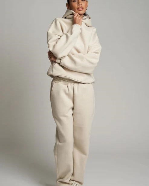 Unisex Kapüşonlu Basic Bel Lastikli Boru Paça Cepli Oversize Eşofman Takımı