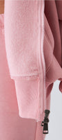 Kadın Oversize Eşofman Takımı Zip Pembe – Fermuarlı, Kapüşonlu, Bol Paça,  3 İplik Şardonlu Polar