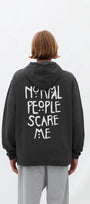 Kapüşonlu İçi Polar Normal People Scare Me Baskılı Füme Unisex Hoodie Sweatshirt
