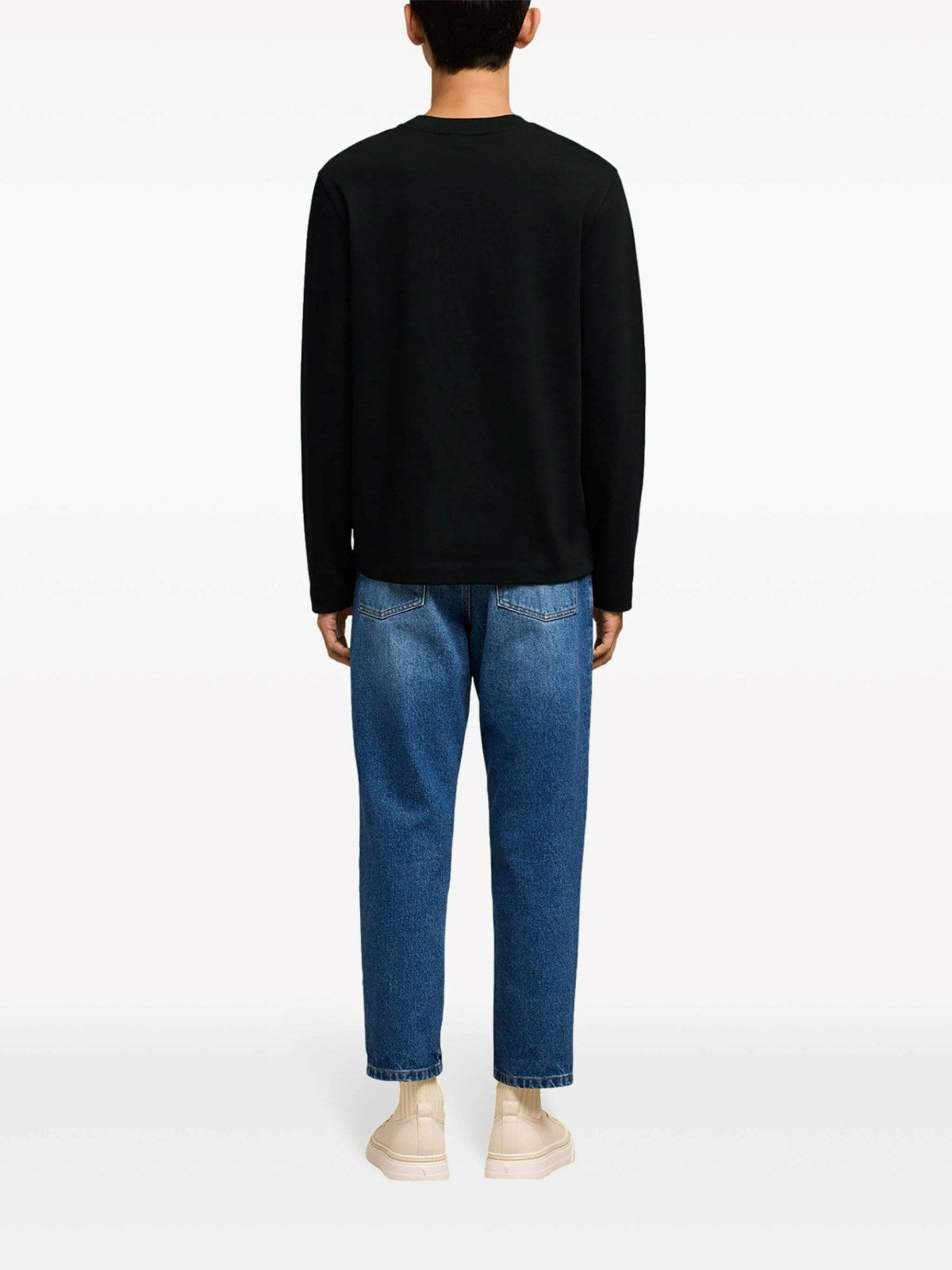 Bisiklet Yaka İçi Polar Kalp Baskılı Siyah Oversize Sweatshirt