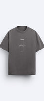 İmza Baskılı Oversize Füme Erkek T-shirt
