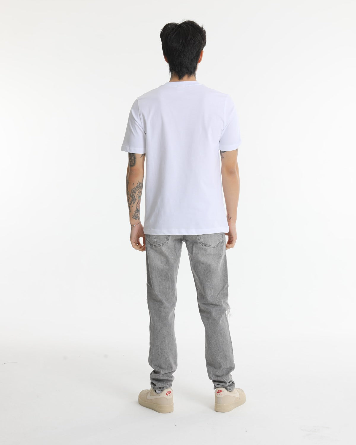 Bisiklet Yaka Erkek Kabaran Bulut Baskılı Pamuk T-shirt