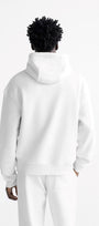 Kapüşonlu İçi Polar Shark Baskılı Beyaz Oversize Hoodie Sweatshirt