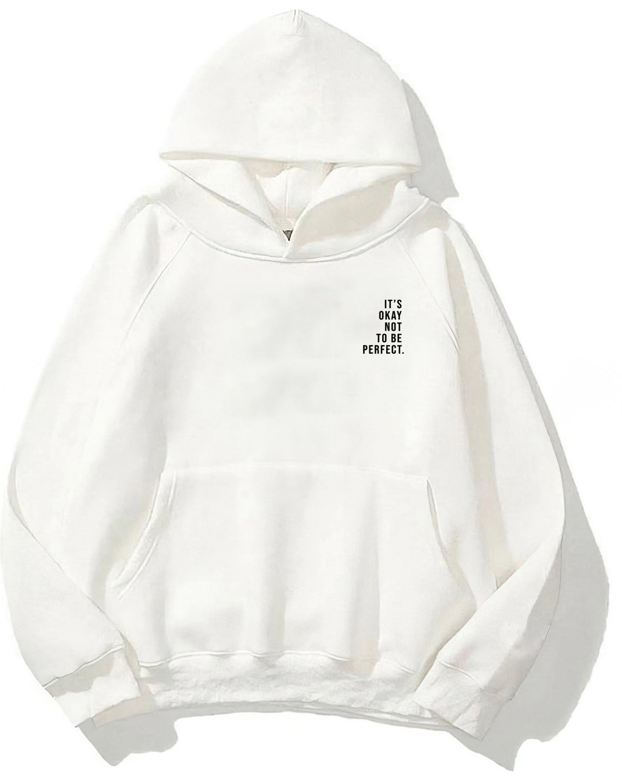 Kapüşonlu İçi Polar It's Okay Baskılı Unisex Beyaz Oversize Hoodie Sweatshirt