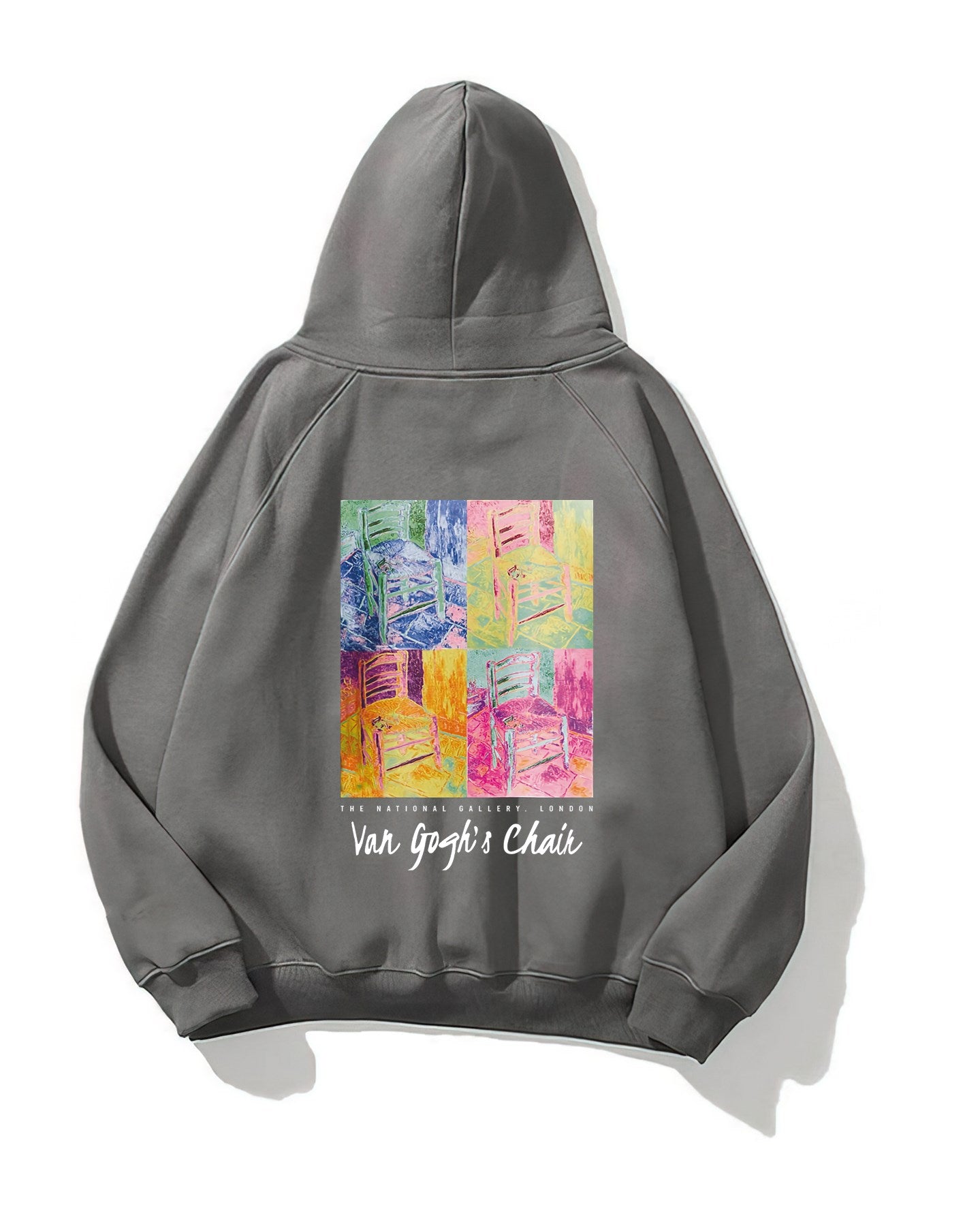 Kapüşonlu İçi Polar Van Gogh's Chair Baskılı Füme Unisex Hoodie Sweatshirt