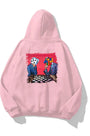 Kapüşonlu İçi Polar Satranç Baskılı Pembe Unisex Oversize Hoodie Sweatshirt