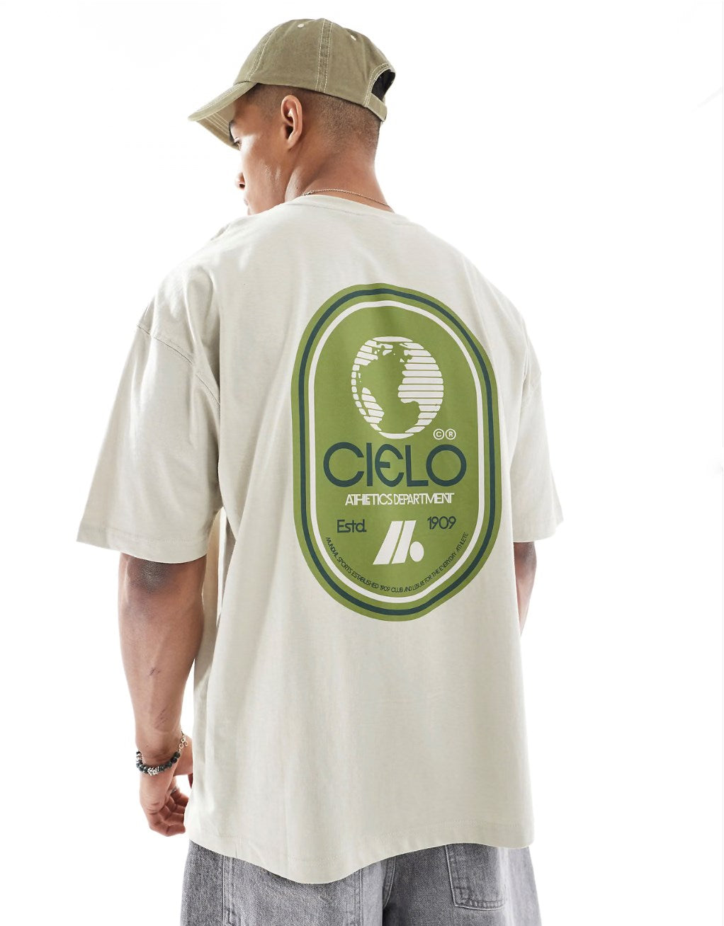 Erkek Oversize Tişört – Dünya Haritası Grafik Desenli Spor Stil