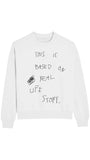 Bisiklet Yaka İçi Polar Life Story Yazı Baskılı Füme Oversize Sweatshirt
