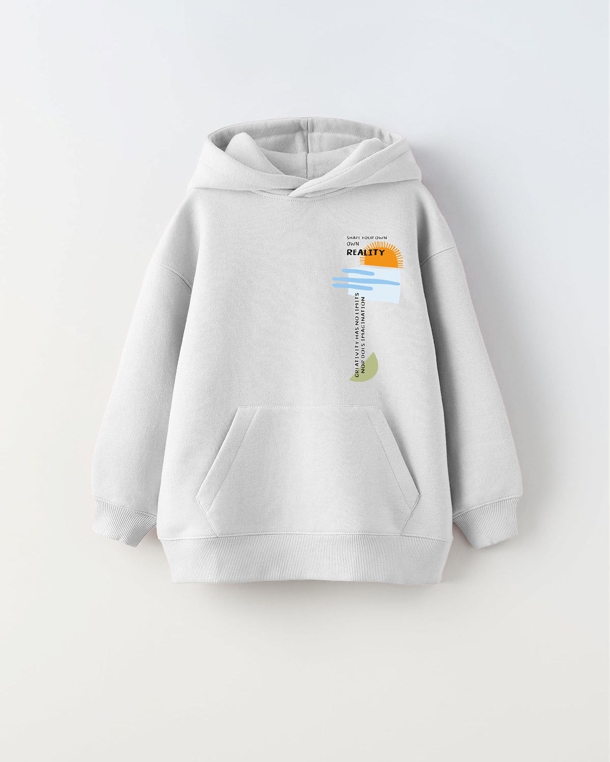 Kapüşonlu İçi Polar Shape Your Own Reality Baskılı Beyaz Unisex Çocuk Hoodie Sweatshirt