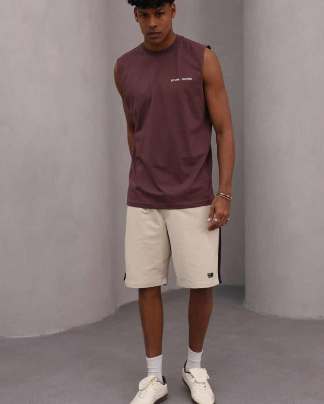 Rahat Kesim Offline Culture Kolsuz %100 Pamuk Tişört Erkek Bordo