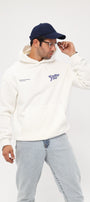 Kapüşonlu İçi Polar Eighty Five Yazı Baskılı Beyaz Oversize Hoodie Sweatshirt