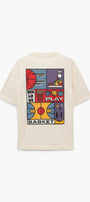 We Love Play Basket Yazılı  Basket Tasarım Baskılı Oversize Beyaz Erkek T-shirt