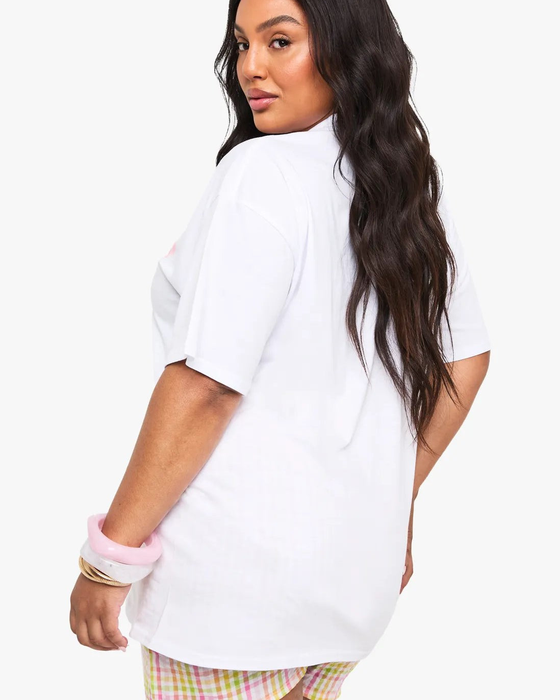 Büyük Beden Kadın Tişört %100 Pamuk Beyaz Oversize Guava Meyve Baskılı Yazlık