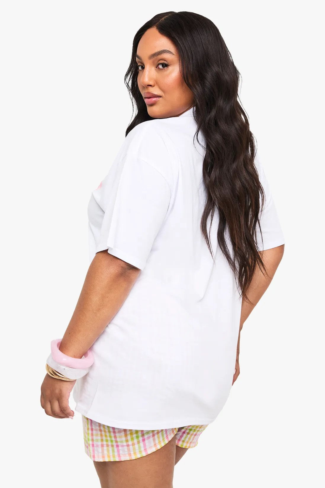 Büyük Beden Kadın Tişört %100 Pamuk Beyaz Oversize Guava Meyve Baskılı Yazlık