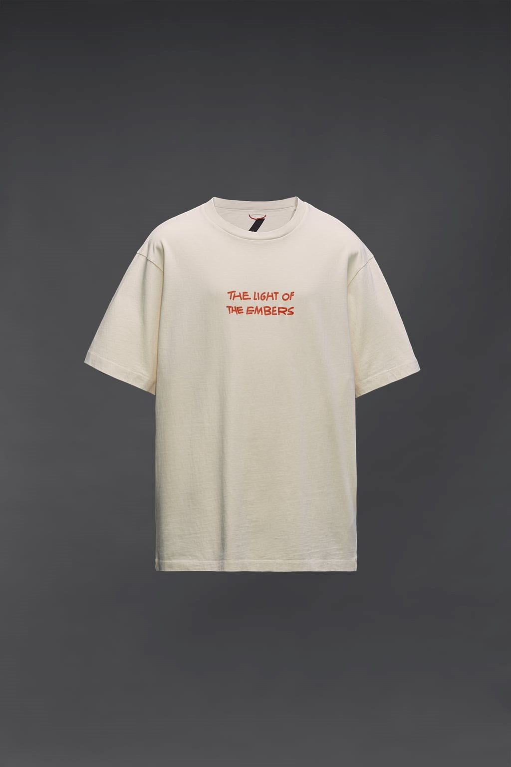 Bisiklet Yaka The Light Of The Embers Baskılı Beyaz Oversize Erkek T-shirt