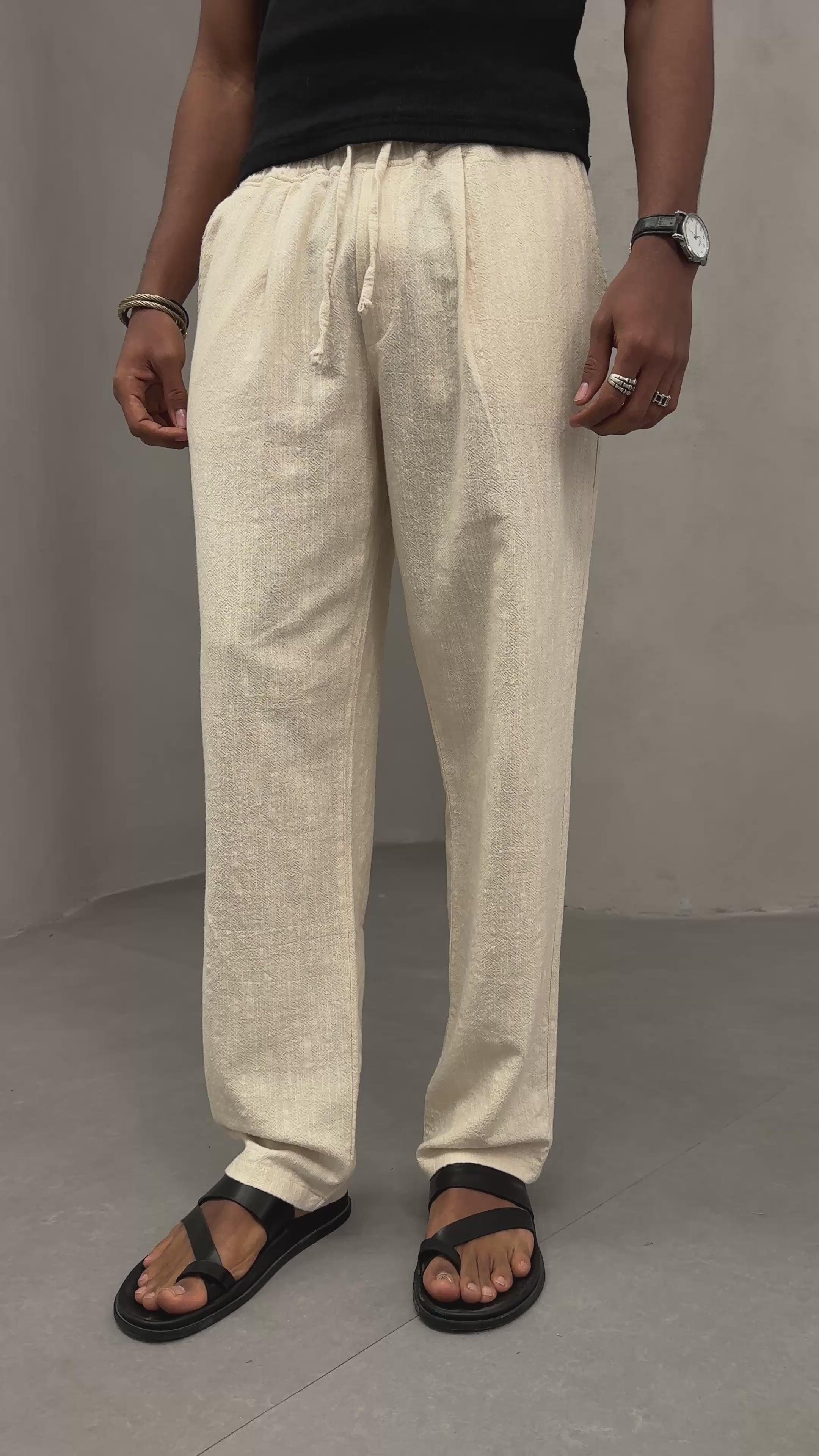 Rahat Kesim Düz Paça %100 Cotton Bağcıklı Erkek Pantolon