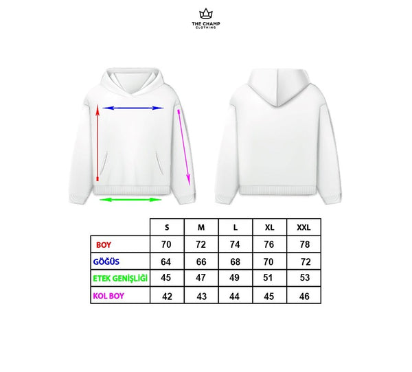 Siyah Unisex Kapüşonlu Nature Concept Baskılı Oversize Hoodie Sweatshirt 