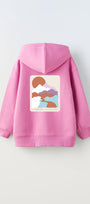Pembe Kapüşonlu İçi Polar Climbing Adventure Baskılı Unisex Çocuk Hoodie Sweatshirt