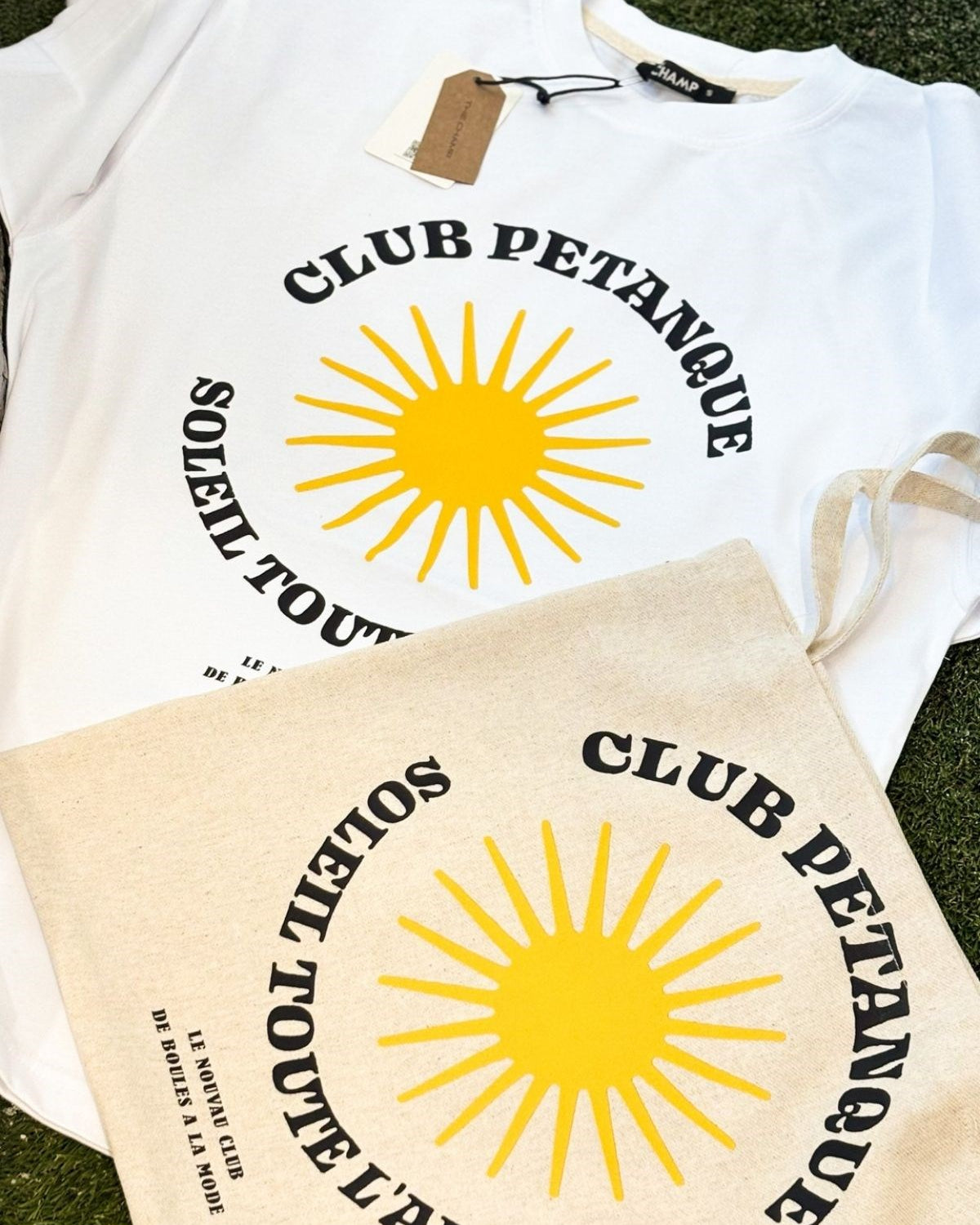 Kadın Oversize Tişört + Bez Çanta Hediyeli Kombin – CLUB PETANQUE Baskılı %100 Pamuk