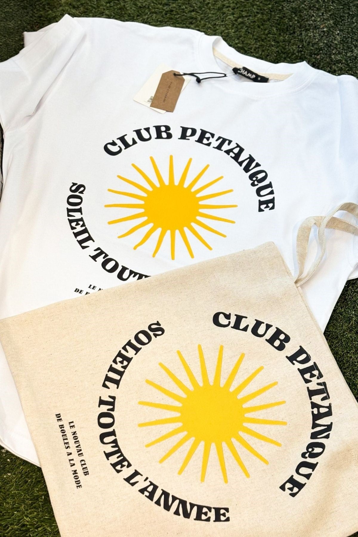 Kadın Oversize Tişört + Bez Çanta Hediyeli Kombin – CLUB PETANQUE Baskılı %100 Pamuk