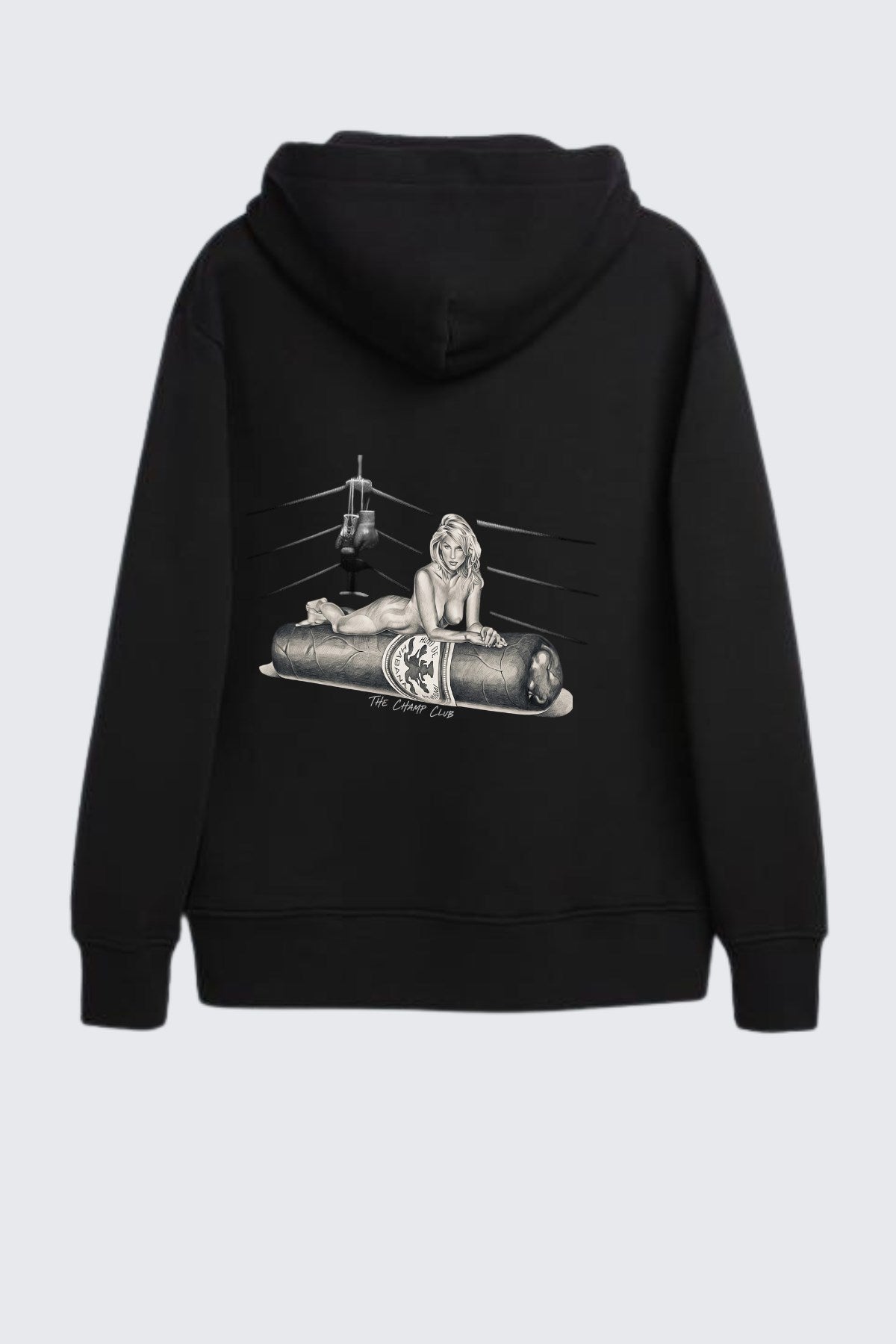 Erkek Oversize Sweatshirt Hoodie Ring Spirit Black Siyah – Kapüşonlu, 3 İplik Polar, Kanguru Cepli