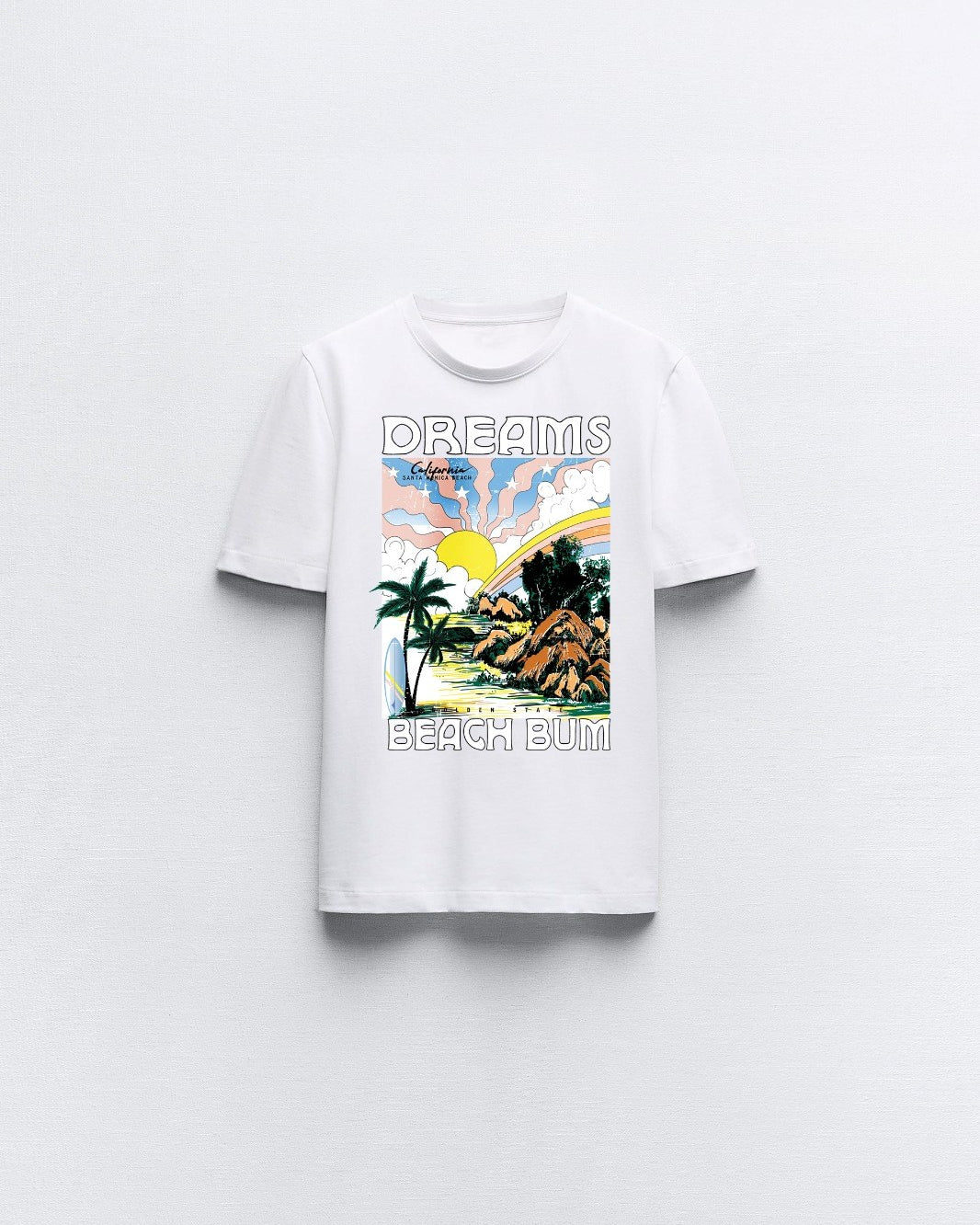 Dreams Beach Bum Yazılı Manzara Tasarım Baskılı Beyaz Çocuk T-shirt