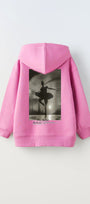Kapüşonlu İçi Polar The Ballet School Baskılı Pembe Unisex Çocuk Sweatshirt