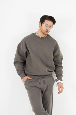 Bisiklet Yaka Basic 3 iplik Şardonlu Oversize Sweatshirt