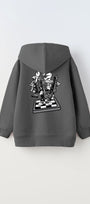Kapüşonlu İçi Polar Satranç Think Baskılı Füme Unisex Çocuk Hoodie Sweatshirt
