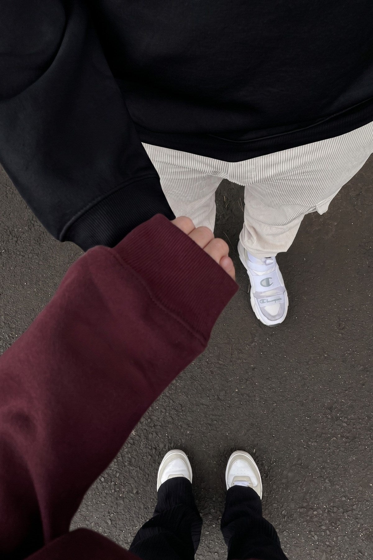 Unisex 2’li Oversize Basic Hoodie Siyah & Bordo – Kapüşonlu, Cepli, 3 İplik Şardonlu Polar