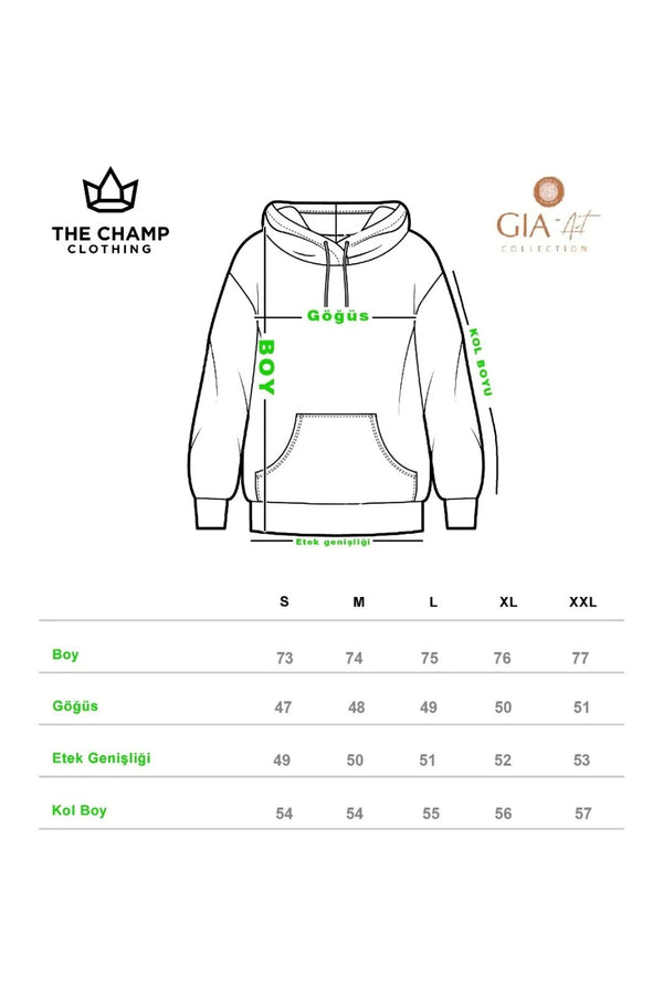 Kapüşonlu İçi Polar Cherries Yazılı Kiraz Baskılı Beyaz Oversize Hoodie Sweatshirt