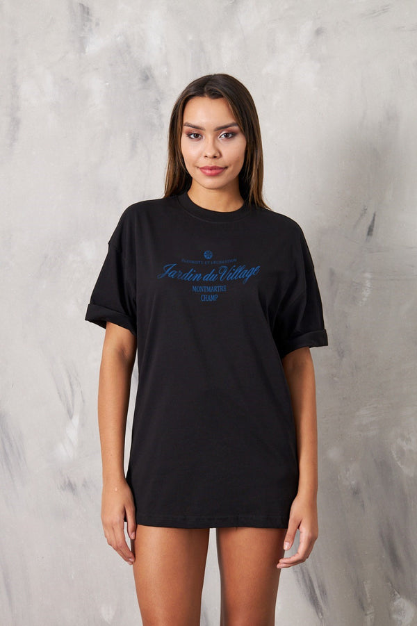 Montmartre Paris Yazılı Kadın Siyah T-Shirt